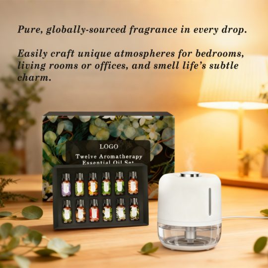 OEM Twelve Scents Essential Oil Gift Set – 12x10ml Premium Aromatherapy Blends for Sleep, Focus, Immunity & Home | Private Label Complete Starter Kit