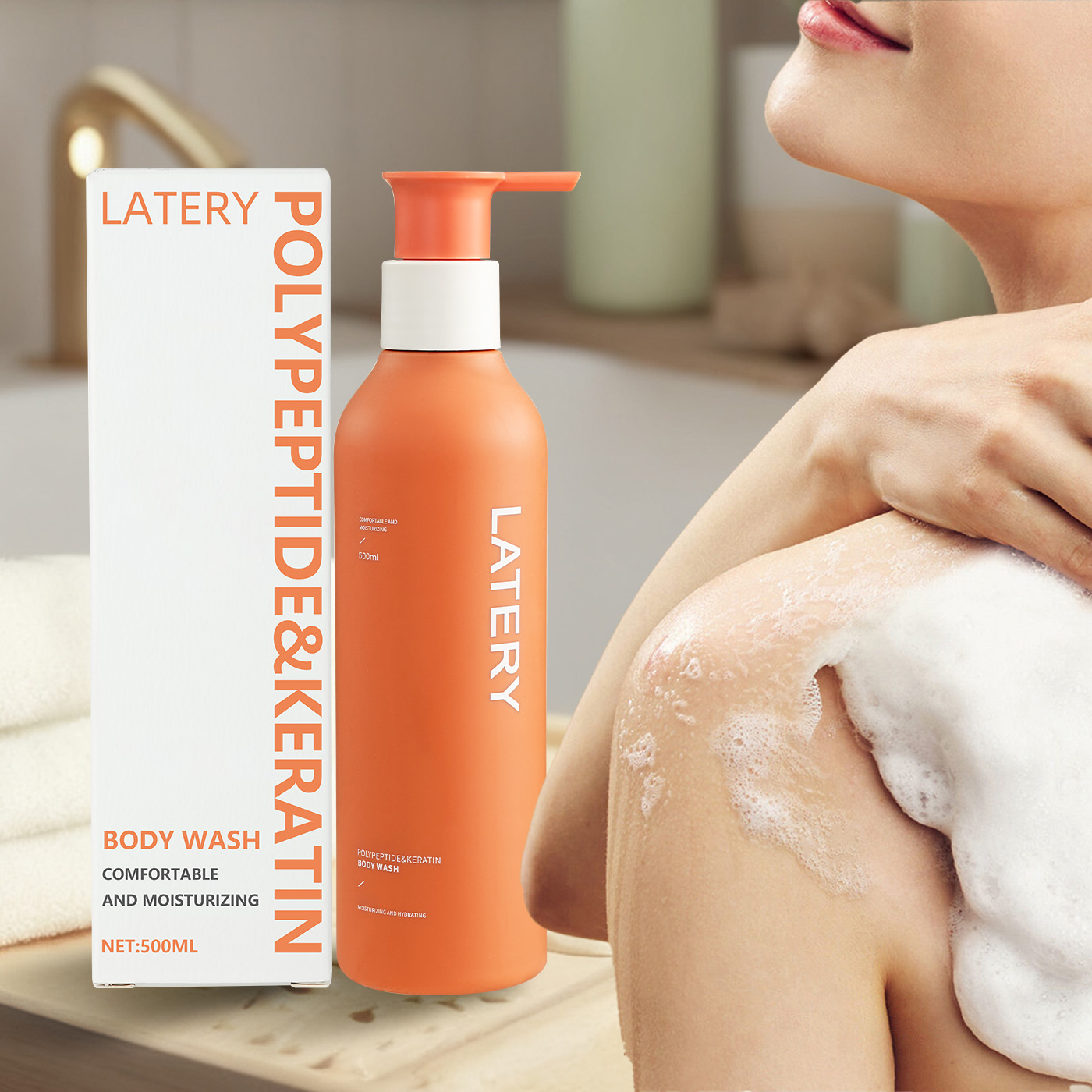 OEM Peptide Keratin Body Wash – Strengthening & Repairing Shower Gel for Dry, Damaged Skin | Private Label Protein-Infused Body Cleanser for Brands