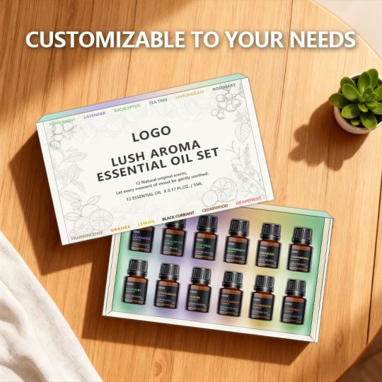 OEM 12 Aromatherapy Essential Oil Gift Set – 12x10ml Premium Blends for Sleep, Focus, Immunity & Home | Private Label Complete Starter Kit